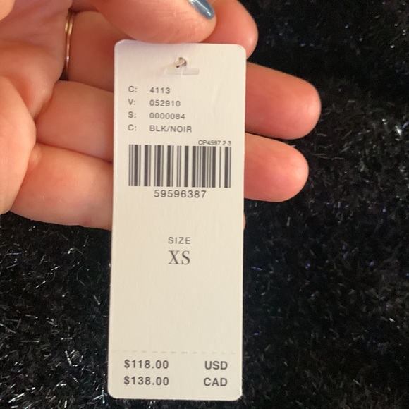 Anthropologie NWT Maeve Black Sparkle Dolman, Cropped, Puff Sleeve Top XS - Picture 8 of 8